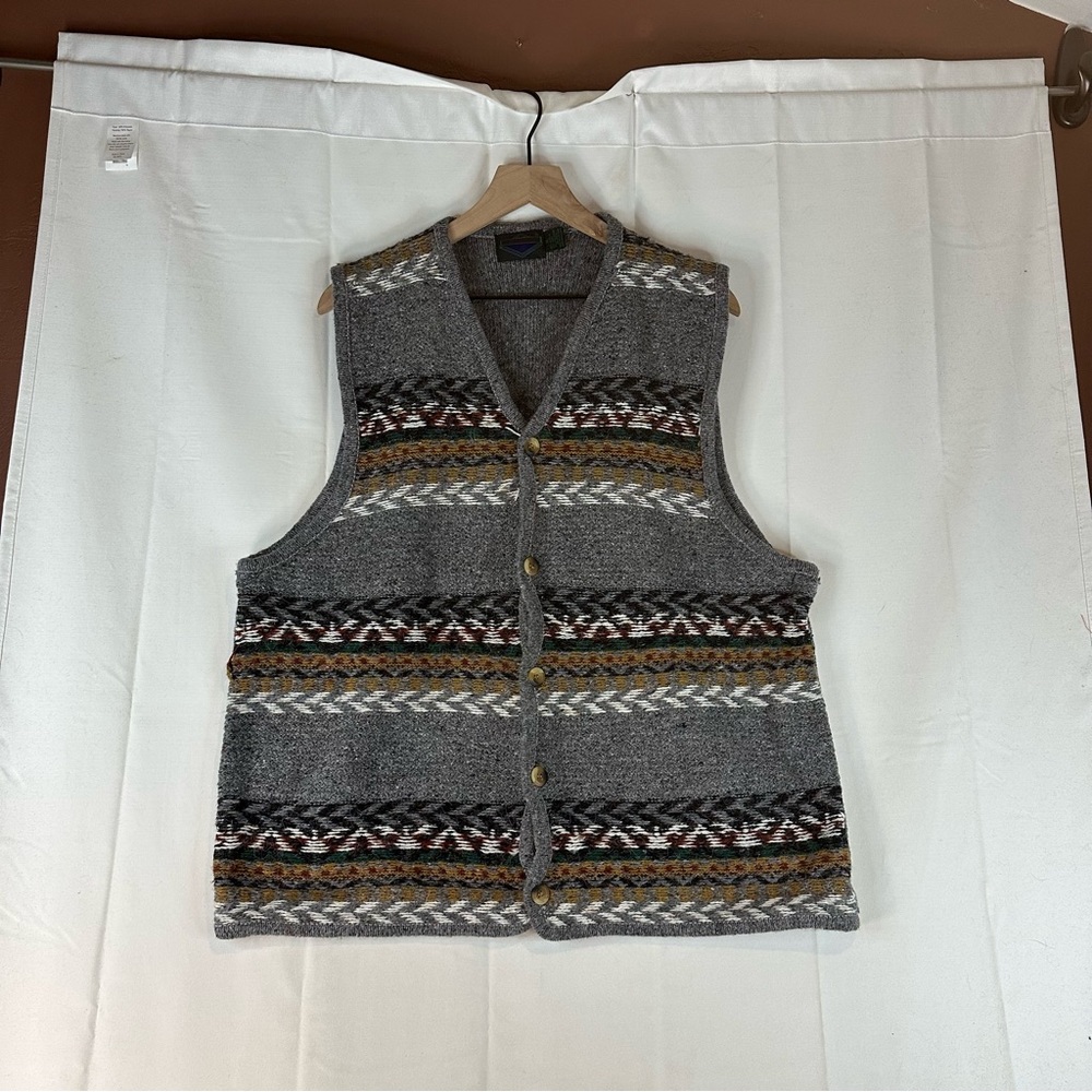 ETCHINGS Men’s Size XL Sweater Vest Wool Blend Button Front VINTAGE Cardigan - Picture 3 of 14